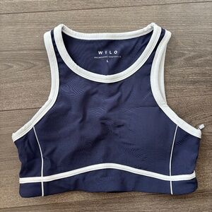 Wilo Navy Blue Workout Crop Top